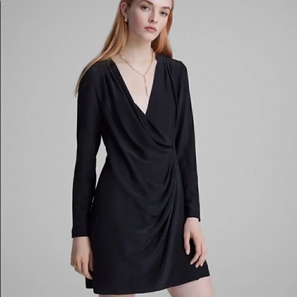 NWT! Club Monaco Black Silk Side Drape Mini Dress Size 6